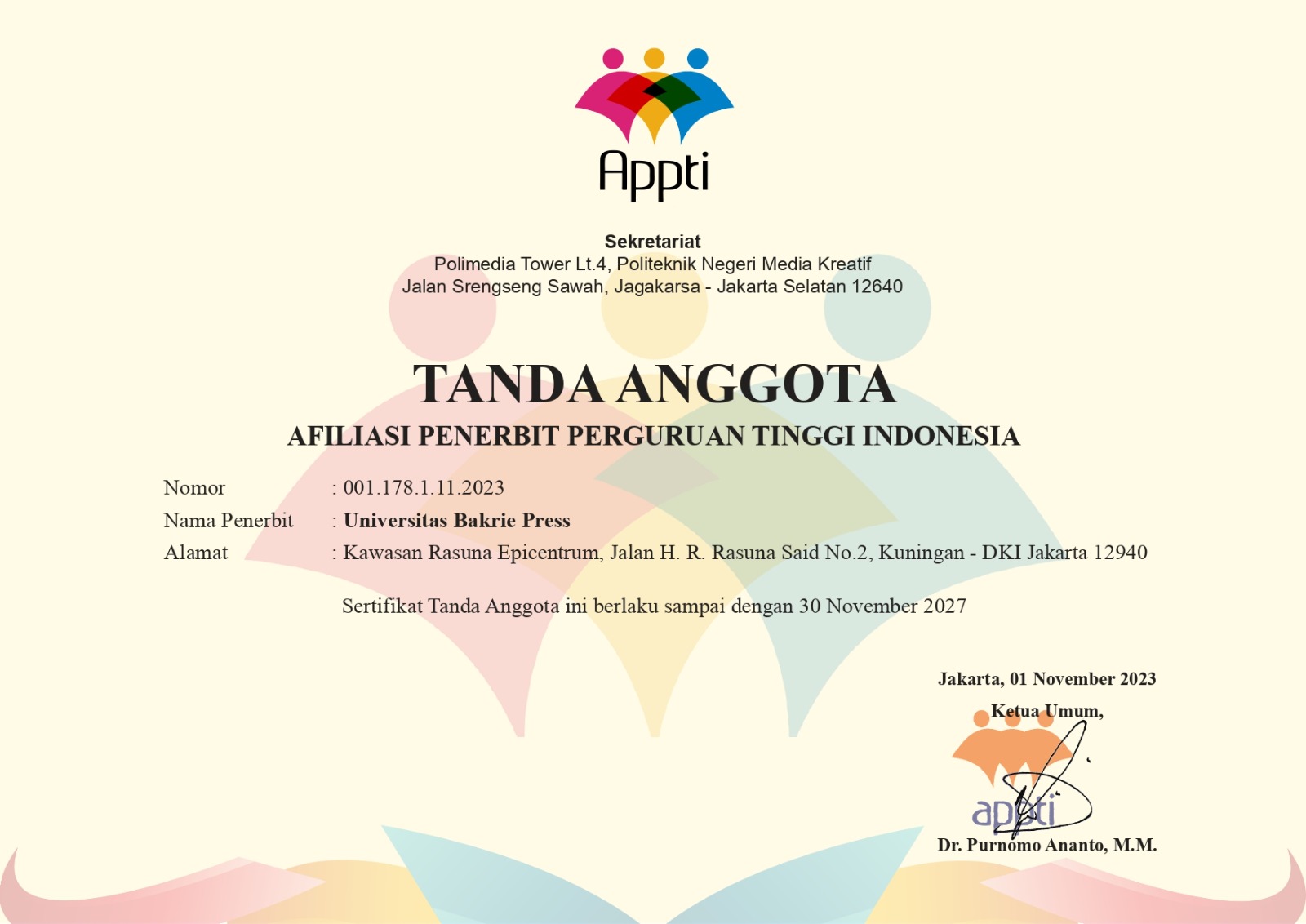 Sertifikat APPTI