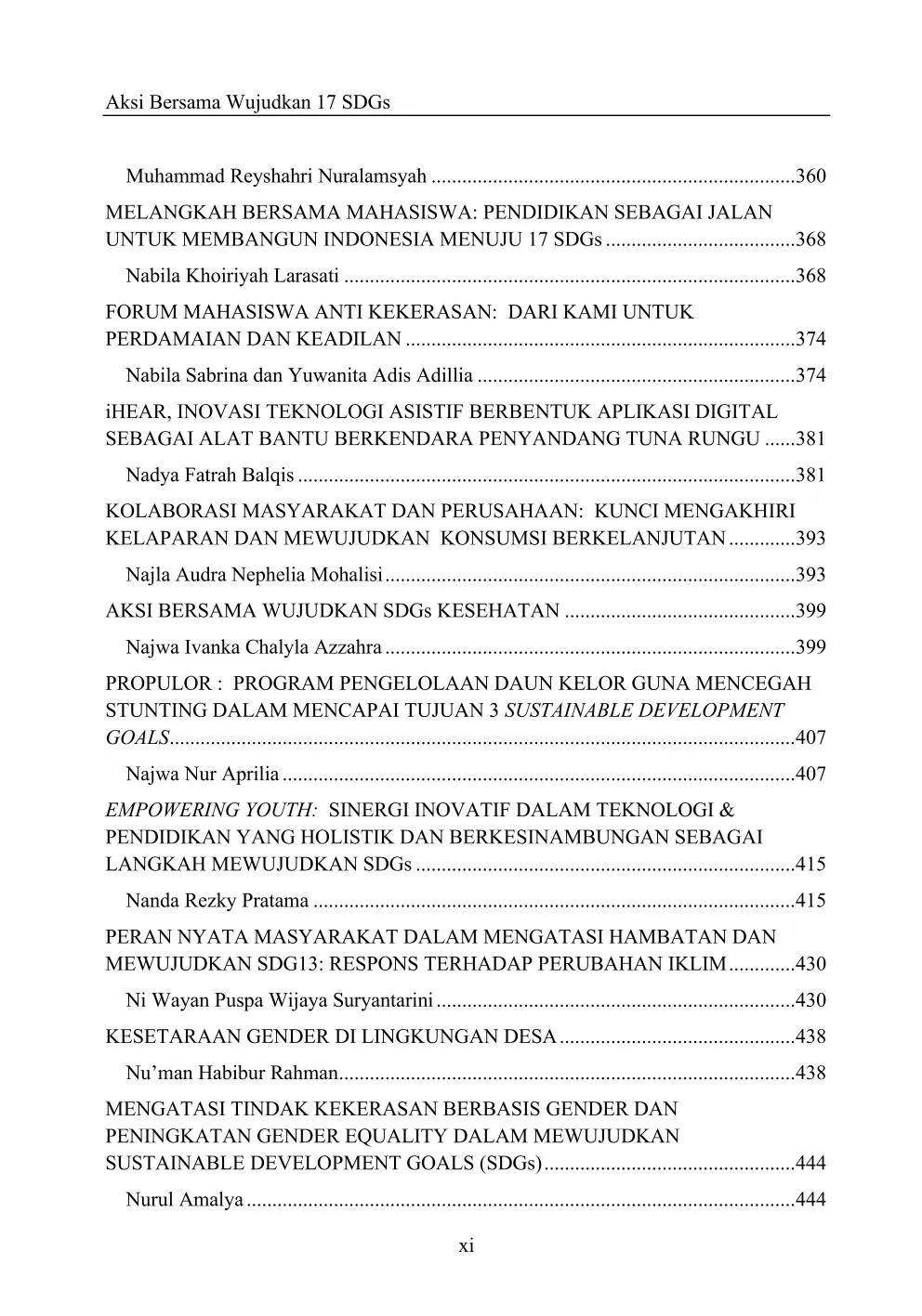 79 Esai Aksi Bersama Wujudkan 17 SDG’s