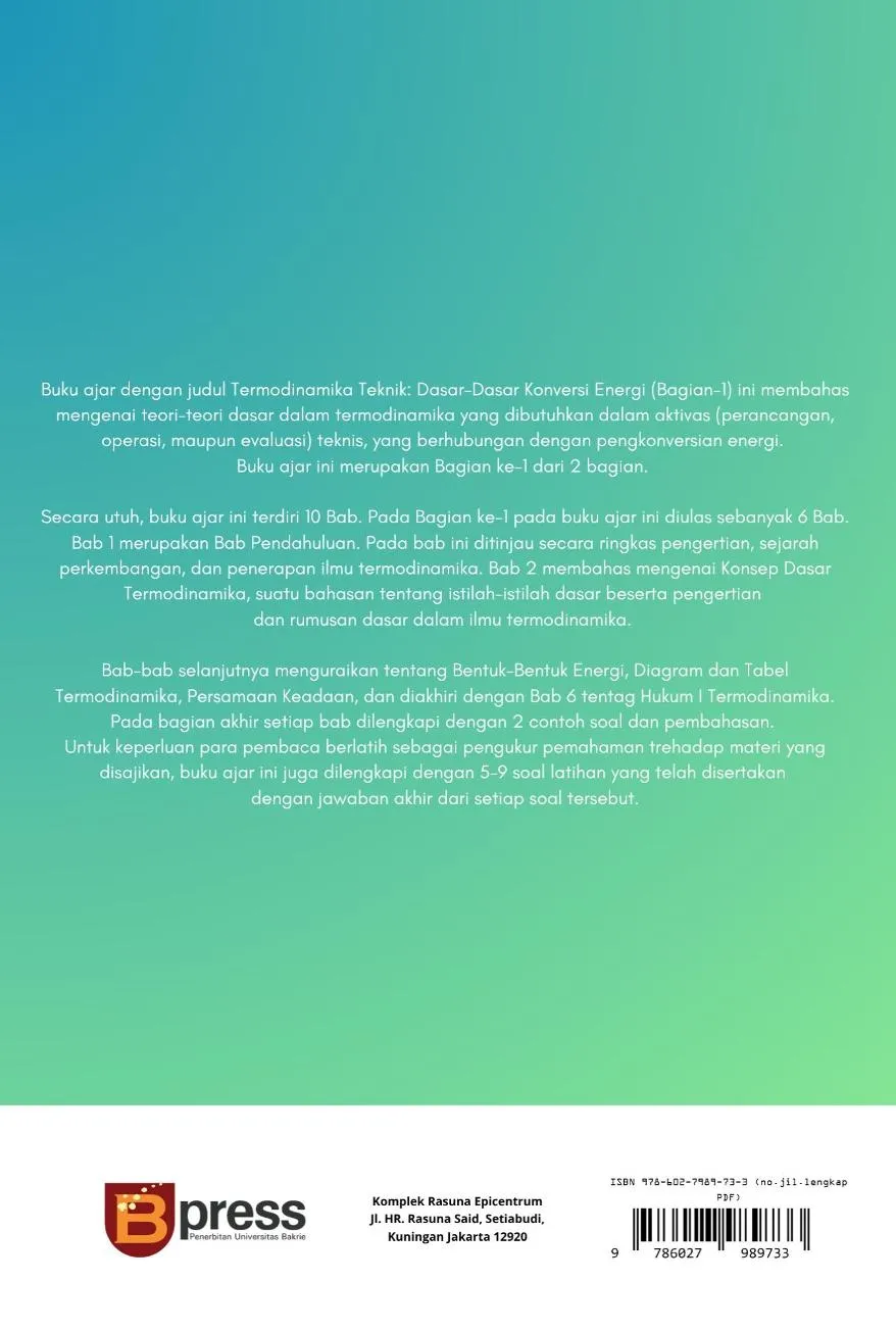Termodinamika Teknik Dasar-Dasar Konservasi Energi Bagian 1