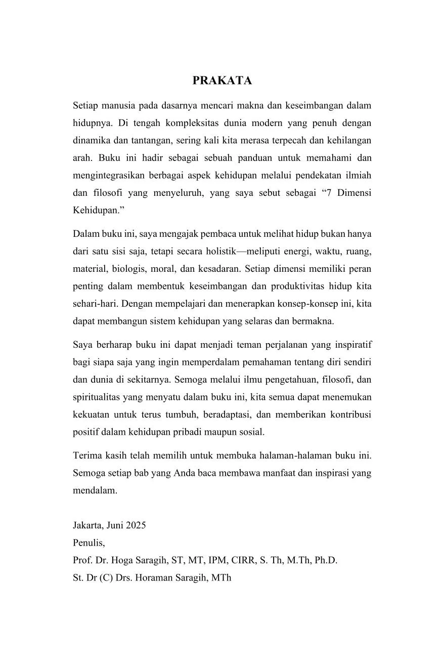 Kekuatan Formula 7 ( Tujuh ) Dimensi Kehidupan: Menciptakan Keselarasan Untuk Sukses Dalam Hidup Yang Seimbang, Bahagia, Dan Produktif
