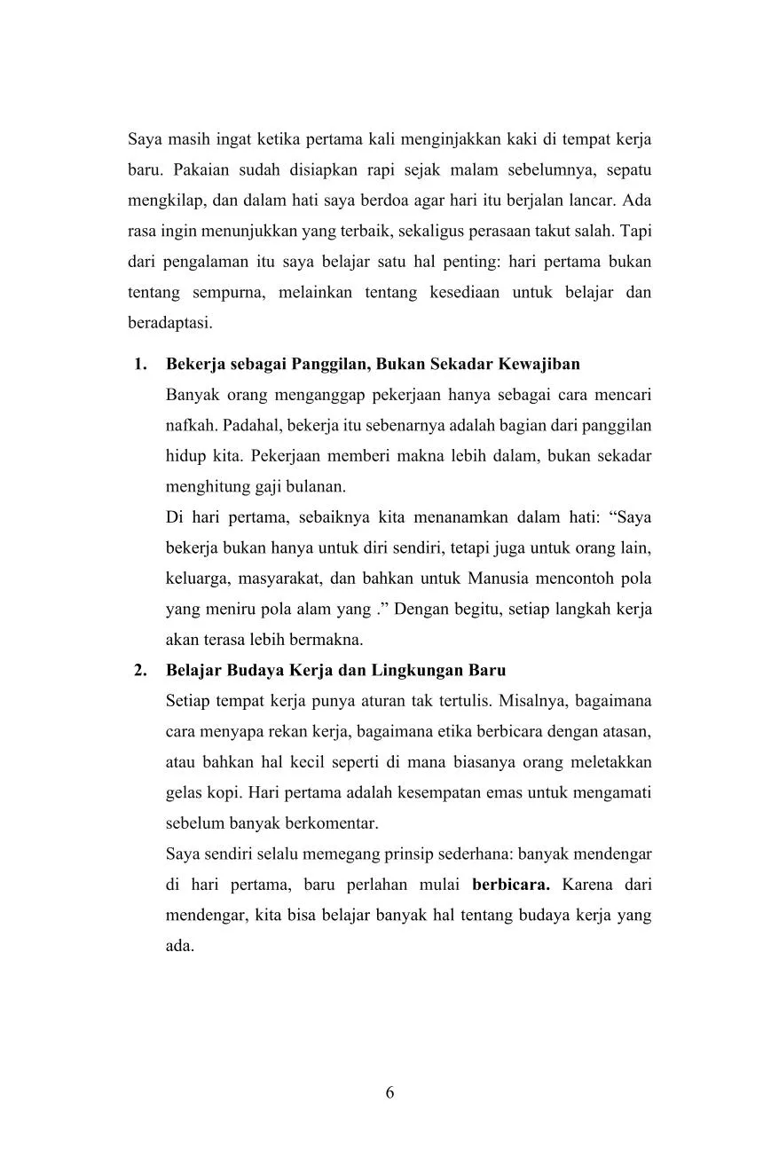 Pola Kerja 6 Hari Mengubah Hidup