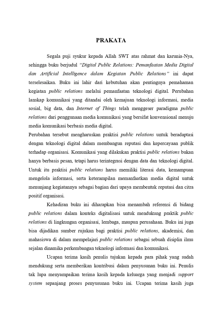 Digital Public Relations Pemanfaatan Media Digital dan Artificial Intelligence dalam Kegiatan Public Relations