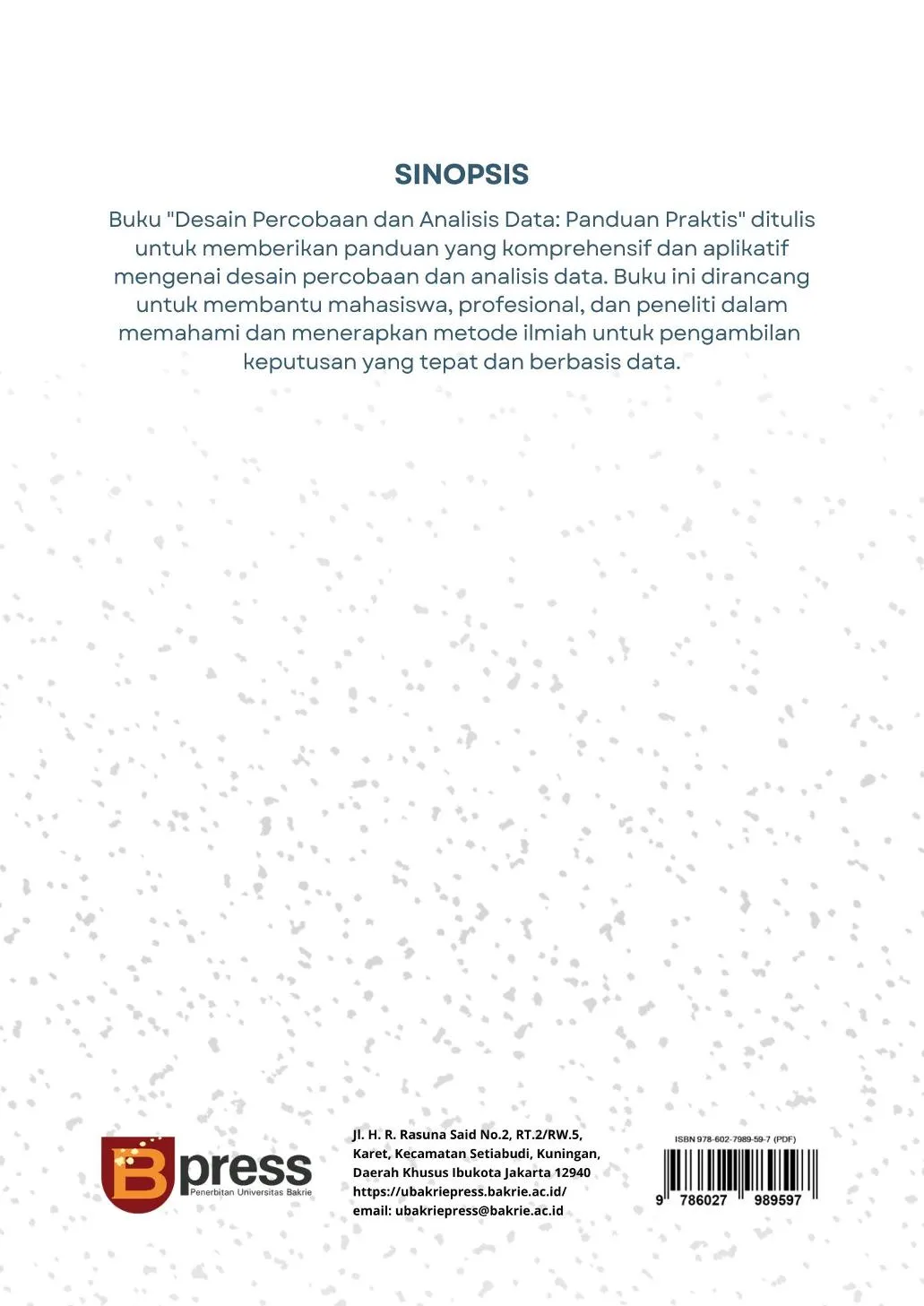 Desain Percobaan: Teori dan Aplikasi