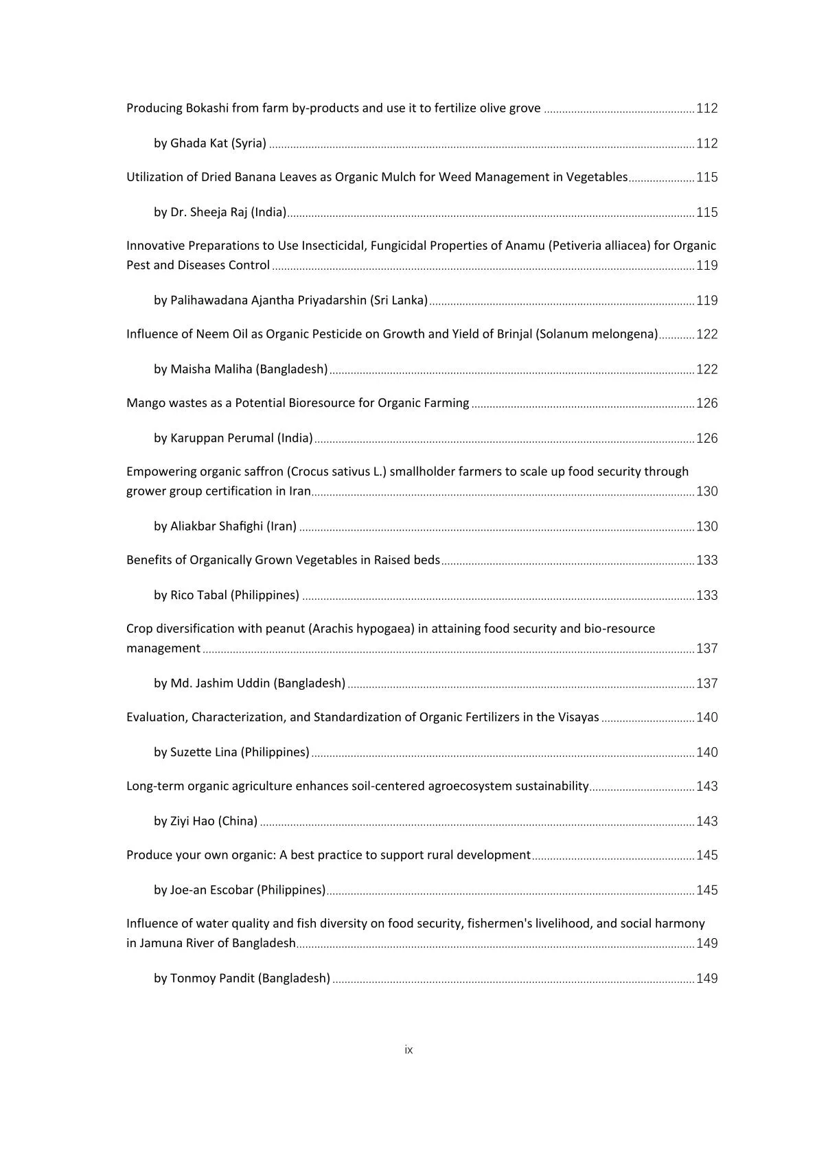Global Organic Agricultural Innovations