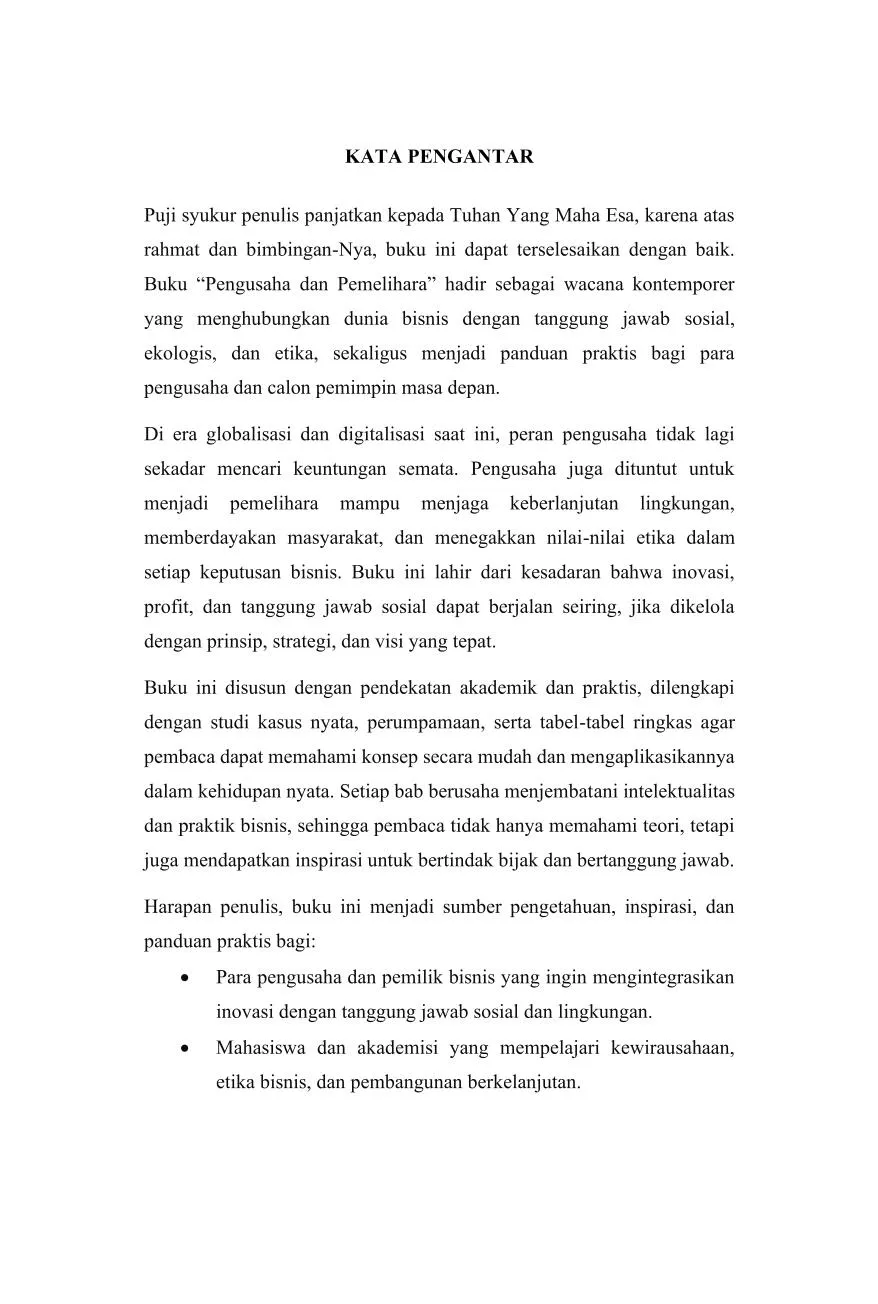 Pengusaha dan Pemelihara: Integrasi Etika, Inovasi, dan Keberlanjutan dalam Dunia