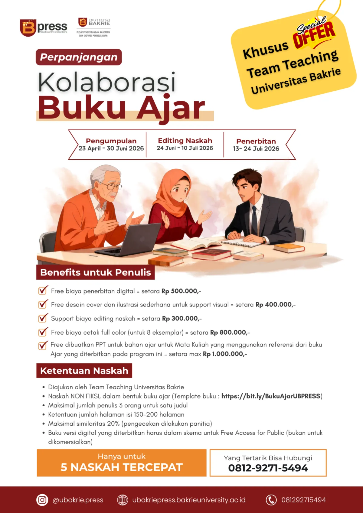 Program Kolaborasi Buku Ajar untuk Team Teaching Universitas Bakrie (2026) (Perpanjangan Deadline)